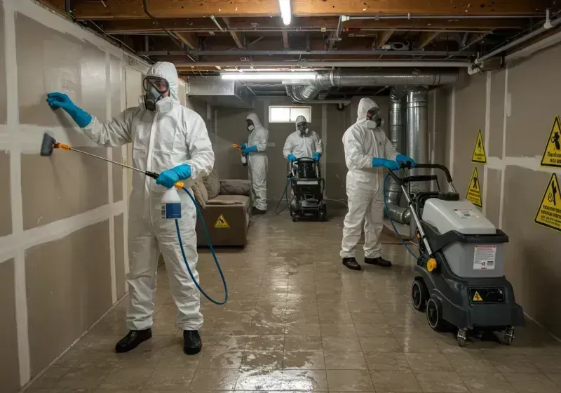 Basement Moisture Removal and Structural Drying process in Dunbar, PA